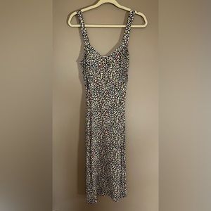 Zara Floral Multicolor Sleeveless Midi Dress with Leg Slit